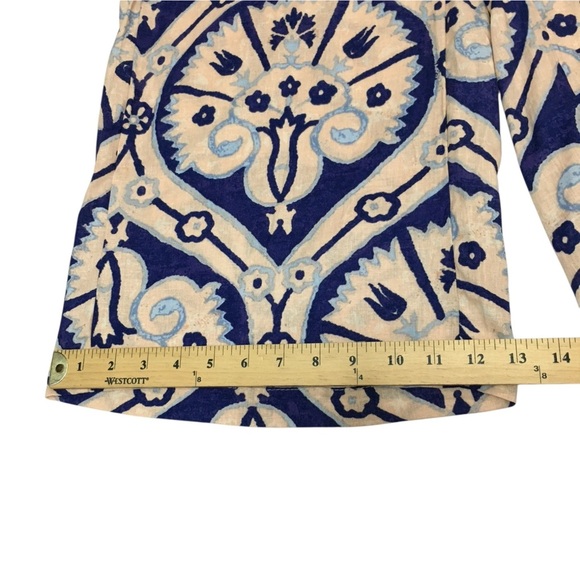 NWT Christian Siriano Linen Blend Wide Leg Crop Floral Geo Pants Women’s Medium - Picture 6 of 12